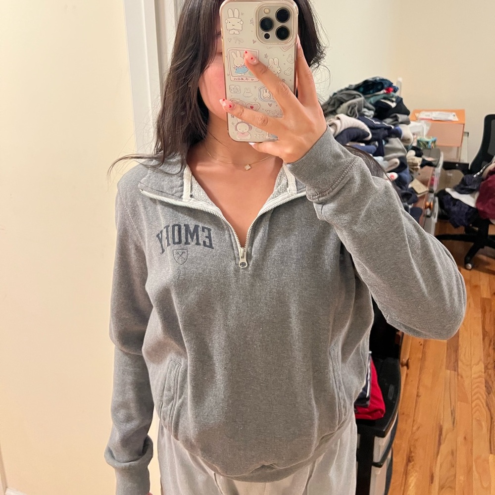 Gray ENORY UNIVERSITY Quarter-Zip Women's Top